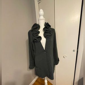 Soft Surroundings Green ruffled sweater